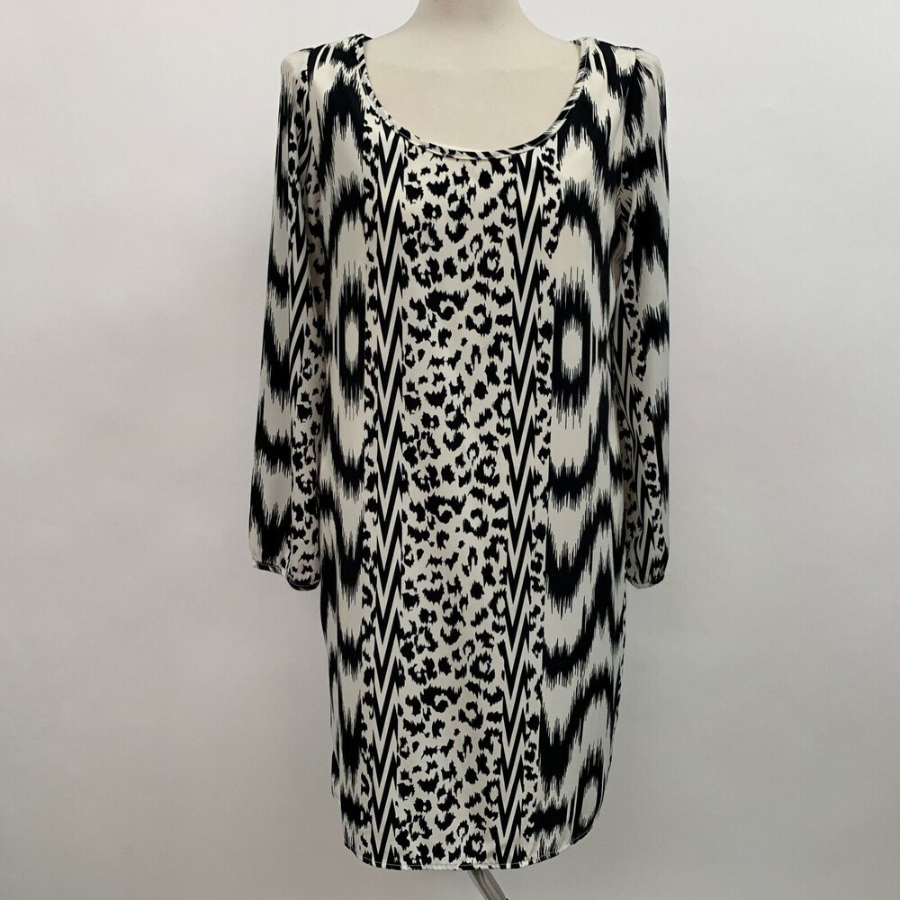 Peach Love California Women's Shift Dress Large White Black